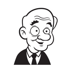 Old person in formal suit black and white vector illustration portrait elegant classic digital artwork
