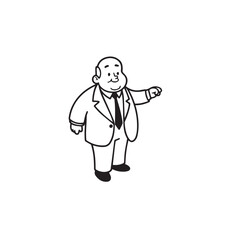 Old person in formal suit black and white vector illustration portrait elegant classic digital artwork