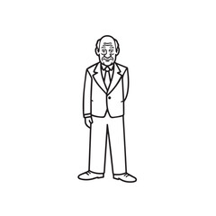 Old person in formal suit black and white vector illustration portrait elegant classic digital artwork