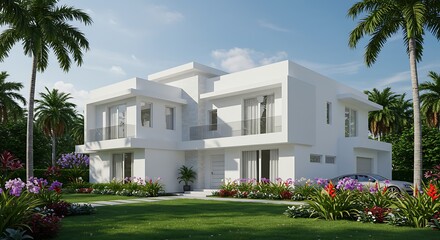 Modern white house exterior design