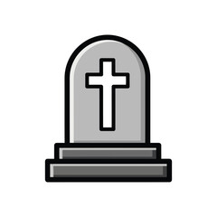 Obraz premium Tombstone with cross icon vector