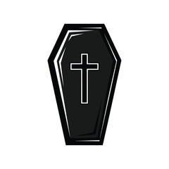 Obraz premium Black coffin icon with cross