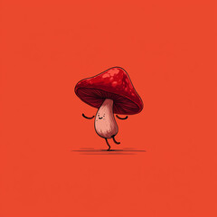 dancing mushroom red background