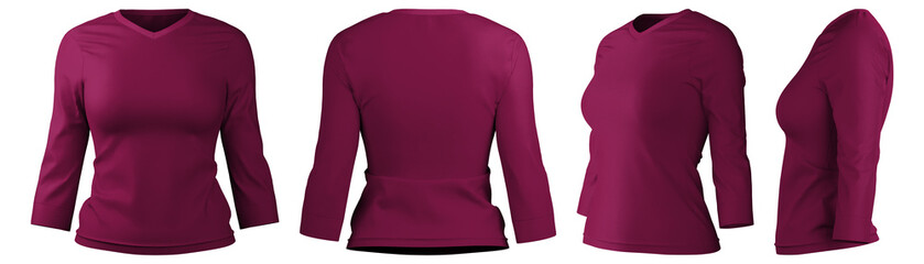 Burgundy long sleeve tee with realistic 3D design