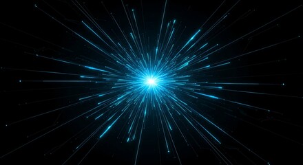 Abstract vector digital energy streams, glowing blue beams over dark tech background