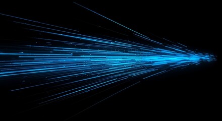 Technology abstract concept, glowing blue stripes with high-speed motion effect