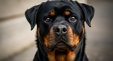 Fototapeta premium Black rottweiler portrait