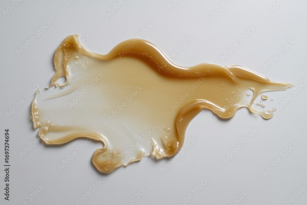 Poster smooth and glossy liquid texture in soft brown tones on white surface for abstract background or des