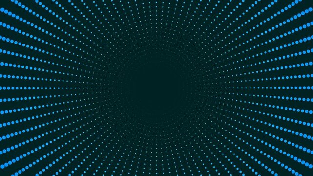 Circular Half Tone Animation Background with Blue Dots and Dark Space Effect
