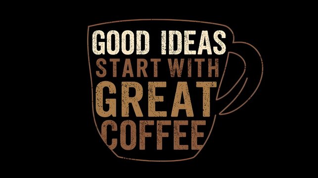 Good Ideas Start With Great Coffee (Motivational Quote Vector Design)