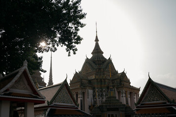 Fototapeta premium Colorful pagodas of Wat Pho temple in Bangkok, Bangkok. Thailand - 27 Sep 2024