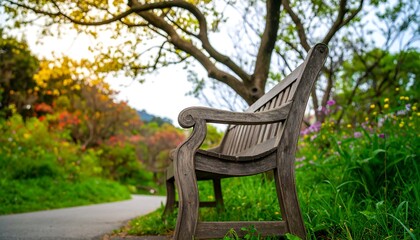 Park bench under trees