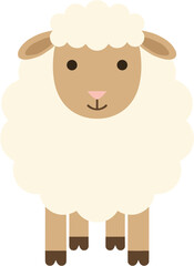 Simple Flat Design Sheep Illustration Minimalist Farm Animal Character