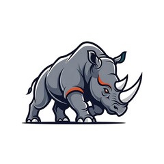 Obraz premium Powerful Rhino Mascot Design Grey Orange Accents