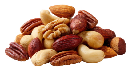 Nut Variety: A close-up shot showcases a colorful and tempting array of different nut types, perfect for healthy snacks and culinary endeavors.