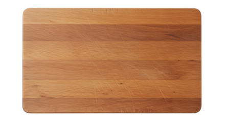 Rectangular wooden cutting board with smooth surface isolated on white background ideal for kitchen tools food preparation and cooking designs
