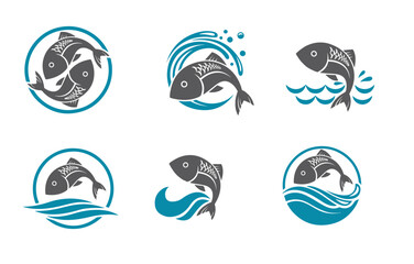 blue and white fish icons