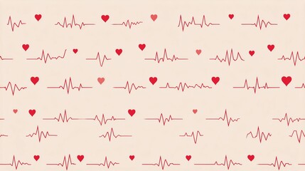 Seamless Pattern ECG Heartbeat Line