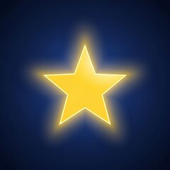 Obraz premium Golden star against a saturated blue backdrop with a glowing aura