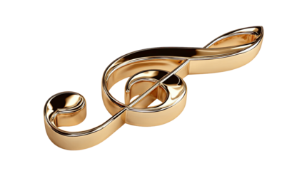 Golden treble clef, 3D rendering
