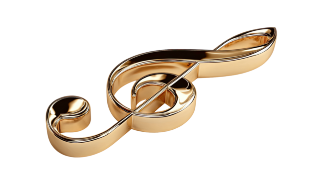 Golden treble clef, 3D rendering