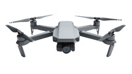 Modern professional drone ready for aerial photography and videography against transparent background