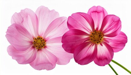 Pink cosmos flowers, delicate blossoms duo