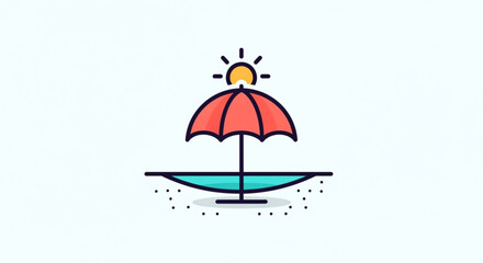 Illustration of a beach umbrella, perfect for summer vacation and relaxation themes