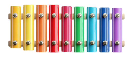 Colorful Xylophone with Wooden Base and Vibrant Bars for Music