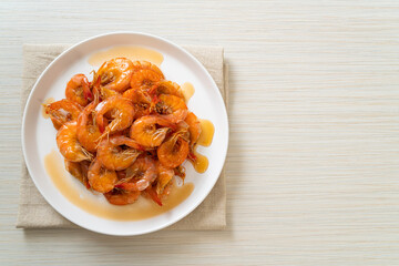 Sweet shrimps is Thai dish which cooks with fish sauce and sugar