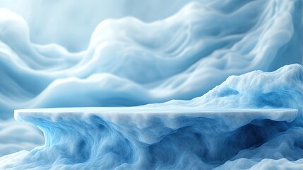 Fototapeta premium Three-Dimensional Dynamic Abstract Background with Foreground Storage Table, Soft Texture Modern Wallpaper 3D Visual Effect