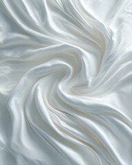 Obraz premium Elegant White Satin Fabric Texture with Smooth Flowing Drapery for Fashion, Home Decor, and Design Applications