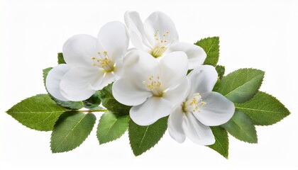 White blossom bouquet with green leaves