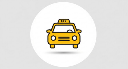 Yellow taxi cab icon, representing urban transportation and city taxi service availability