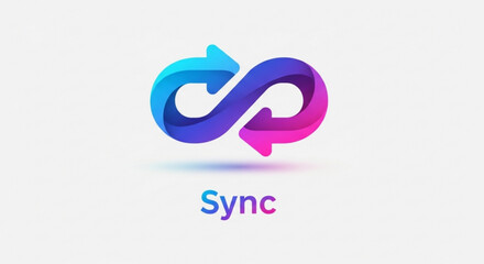 Fototapeta premium Sync icon with arrows in blue and purple gradient for synchronization and data transfer
