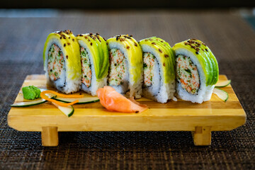plate with sushi roll