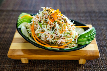 Wakame salad plate, crab, tuna, Japanese food