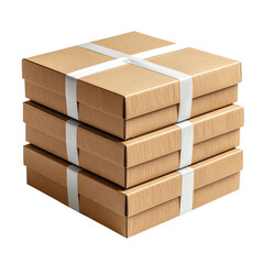 Stack of Cardboard Boxes with White Straps for Packaging and Delivery