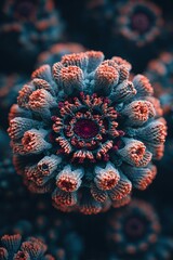 Colorful Coral Reef Detail with Vibrant Orange and Blue Structures in Abstract Marine Life Setting