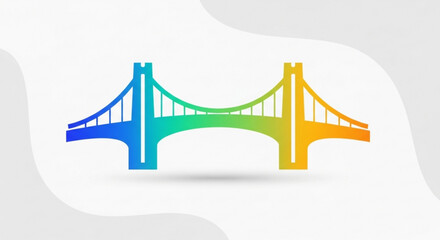 Obraz premium Colorful bridge icon with gradient effect, symbolizing connection and progress on a light background