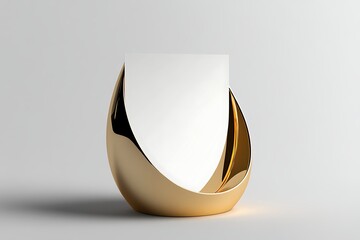 Minimalist gold stand holding blank white card