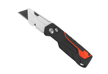 Utility knife with retractable blade isolated on transparent background