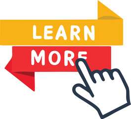 Fototapeta premium A hand cursor pointing to a ribbon banner that says 