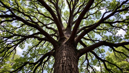 Majestic Tree with Lush Green Leaves and Branches