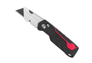 Utility knife with retractable blade isolated on transparent background