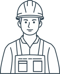 Construction worker in hardhat and overalls. Suitable for construction, safety, industrial, and laborrelated themes and designs. Engineering and workplace.