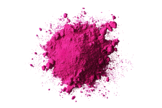 Vibrant magenta powder explosion on transparent background