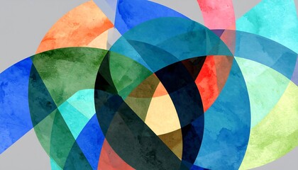 Fototapeta premium Abstract watercolor circles and shapes on a muted background