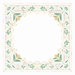 Naklejka premium Elegant Vector Frame with Floral Ornaments and Thin Golden Lines for Decorative Design