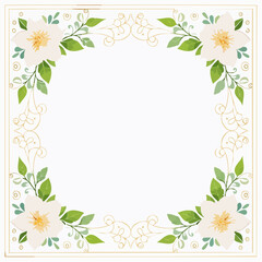 Obraz premium Elegant Floral Frame Watercolor Flowers & Golden Vines